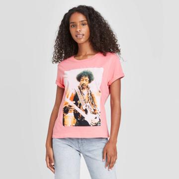 Live Nation Women's Jimi Hendrix Short Sleeve Graphic T-shirt - Pink