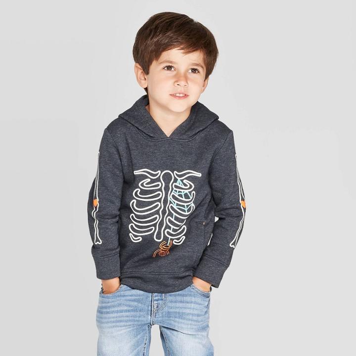 Toddler Boys' Fleece Skeleton Hoodie - Cat & Jack Black