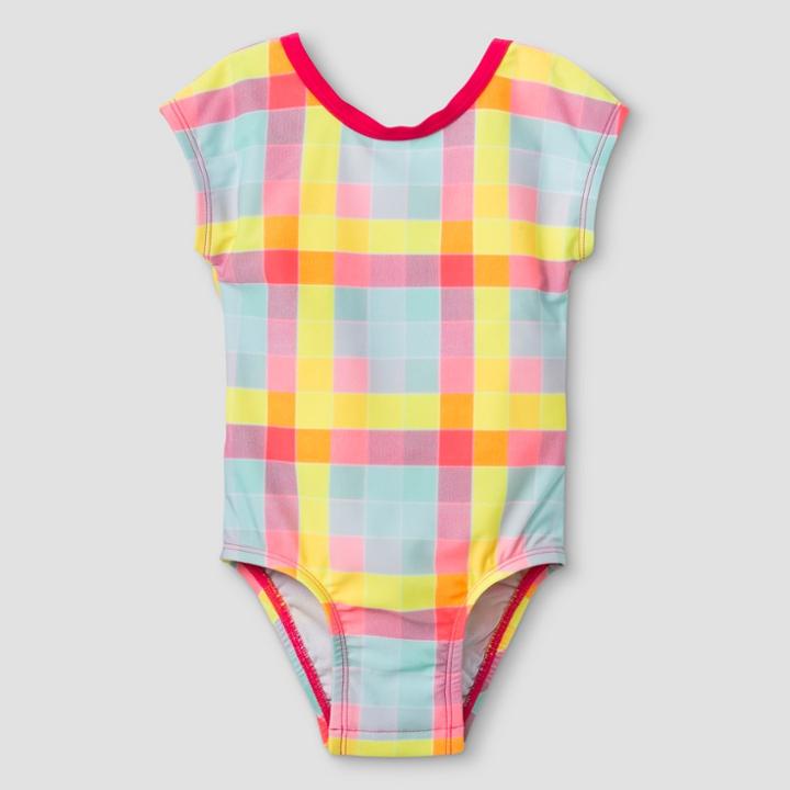 Baby Girls' Sleeved One Piece Swimsuit With Bow - Cat & Jack 9m, Girl's, Pink