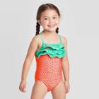 Toddler Girls' Strawberry One Piece Swimsuit - Cat & Jack Hawaiian Coral 2t, Toddler Girl's, Red