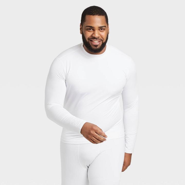 Men's Long Sleeve Fitted Cold Mock T-shirt - All In Motion True White