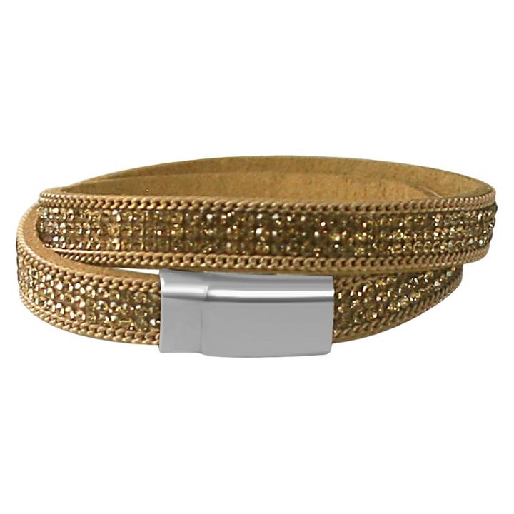 Zirconmania Zirconite Colored Crystals Double Wrap Bracelet - Champagne, Girl's
