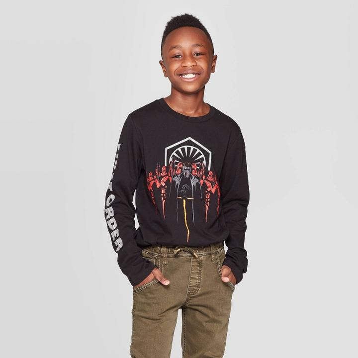 Boys' Kylo Ren Star Wars Army Long Sleeve T-shirt - Black S, Boy's,
