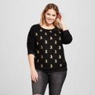 Women's Plus Size Disney Mickey Foil Graphic Sweatshirt (juniors') - Black