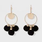 Coins, Wire Circles, And Pom Poms Earrings - A New Day Black/gold
