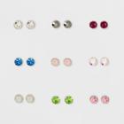 Target Nine Pack Mixed Color Round Stone In Bezel Setting Earring Set,