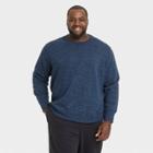 Men's Big & Tall Cotton Fleece Crewneck Sweatshirt - All In Motion Navy Heather