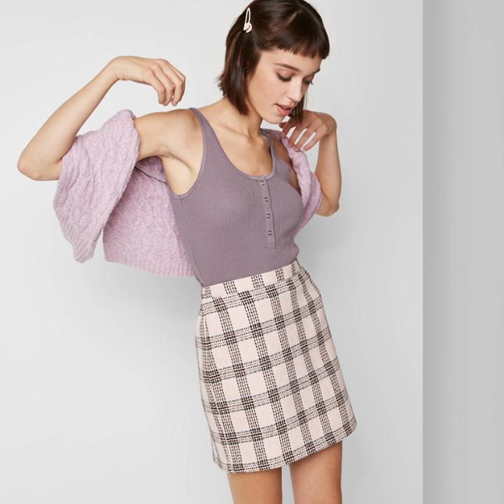 Women's Round Neck Pointelle Snap Placket Tank Top - Wild Fable Purple