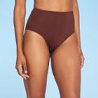 Women's Medium Coverage High Waist Bikini Bottom - Kona Sol Mulberry Brown