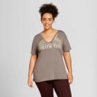 Women's Plus Size Short Sleeve Feelin' Fine Destructed Graphic T-shirt - Fifth Sun Charcoal