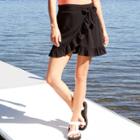Women's Ruffle Hem Wrap Mini Skirt - Wild Fable Black