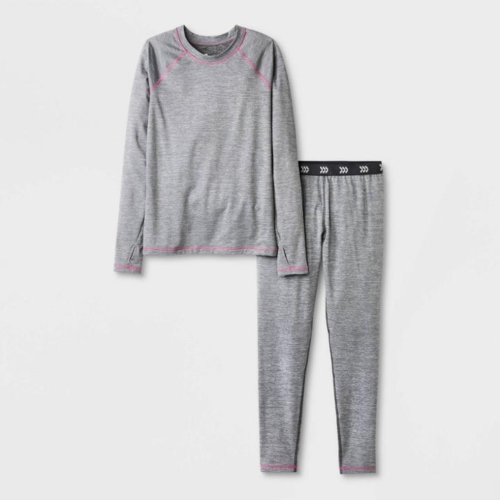 Girls' 2pk Thermal Set - All In Motion Heather Gray