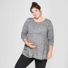 Maternity Plus Size Long Sleeve Relaxed Babydoll T-shirt - Isabel Maternity By Ingrid & Isabel Gray