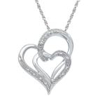 Target 0.030 Ct. T.w. Round White Diamond Prong Set Double Heart Pendant In Sterling Silver (ij-i2-i3), Girl's