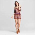 Women's V-neck Cold Shoulder Romper - Xhilaration Burgundy (red)