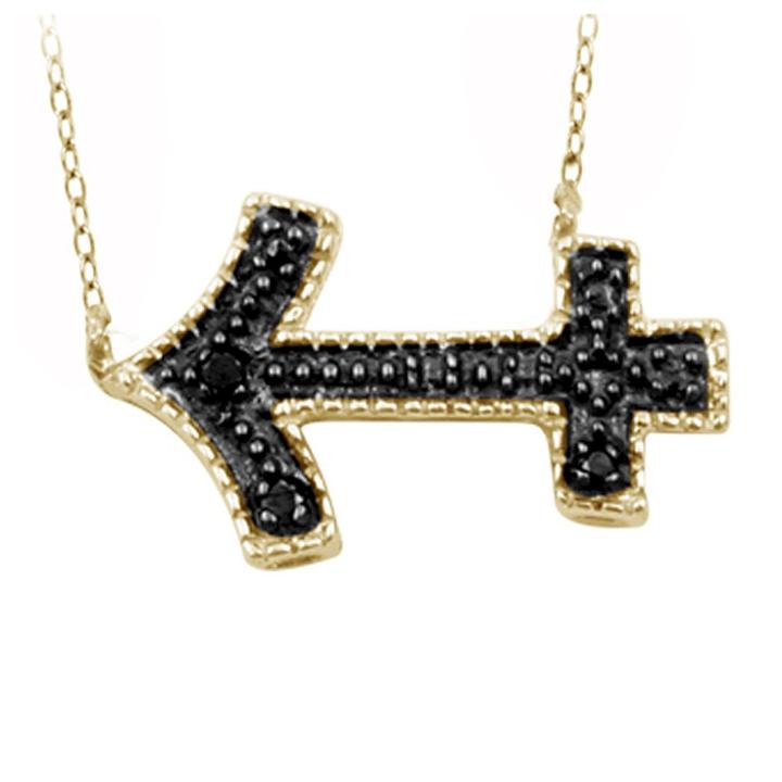 Distributed By Target Women's Accent Round-cut Black Diamond Pave Set Sagittarius Zodiac Pendant - Yellow