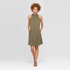 Women's Sleeveless Mock Turtleneck A Line Dress - Prologue Paris Green L,