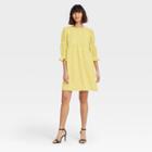 Women's Dash Print Puff Short Sleeve A-line Dress - Who What Wear Yellow