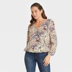 Women's Floral Print Long Sleeve Top - Knox Rose Ivory