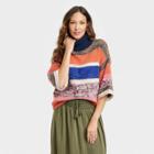 Women's Turtleneck Sweater - Knox Rose Copper Striped M, Brown