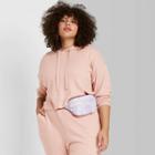 Women's Plus Size Waffle Knit Cropped Hoodie - Wild Fable Blush Pink