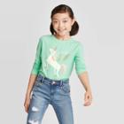 Girls' Long Sleeve Unicorn Graphic T-shirt - Cat & Jack Light Green
