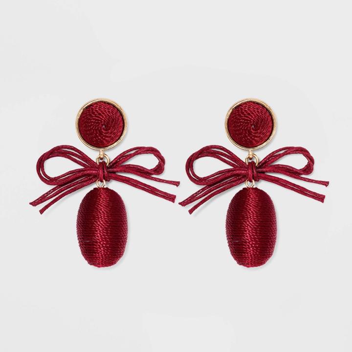 Sugarfix By Baublebar Threaded Bow Drop Earrings - Burgundy, Red