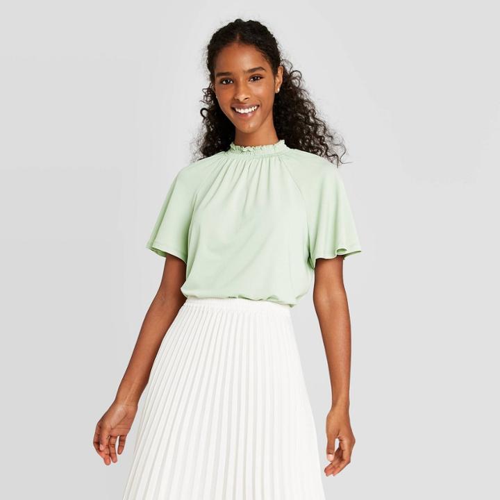Women's Raglan Short Sleeve Smocked Top - A New Day