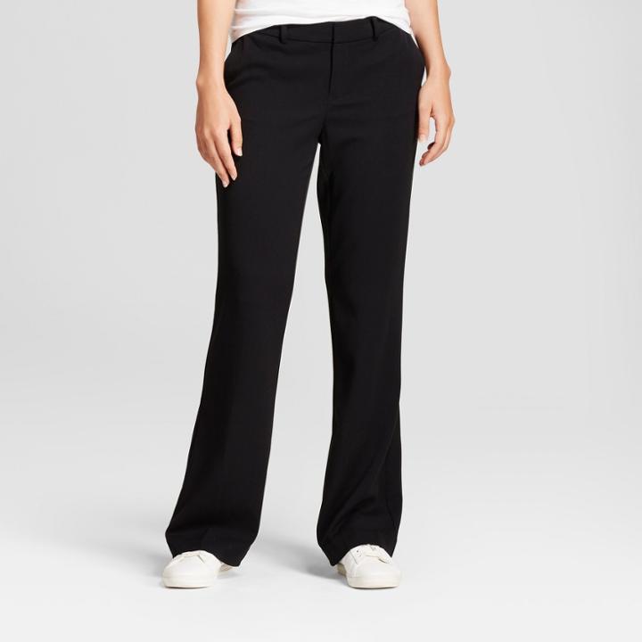 Women's Flare Bi-stretch Twill Pants - A New Day Black 12l,