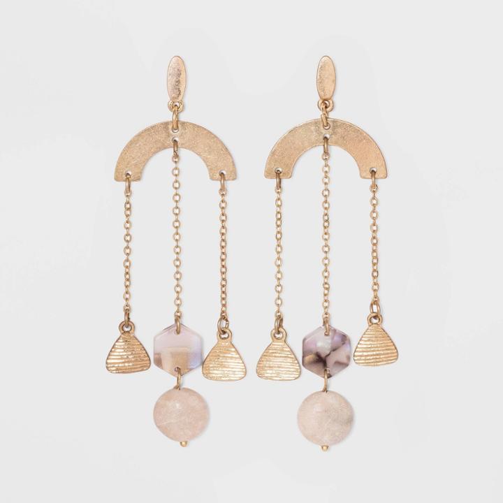 Semi-precious Natural Cream Opal Drop Earrings - Universal Thread Cream, Ivory
