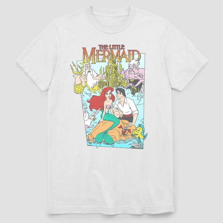 Men's Disney The Little Mermaid Short Sleeve Graphic T-shirt - White L, Men's,