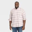 Men's Big & Tall Plaid Standard Fit Long Sleeve Button-down Shirt - Goodfellow & Co Pink/plaid