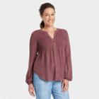 Women's Long Sleeve Button-front Shirt - Knox Rose Burgundy