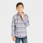 Boys' Button-down Long Sleeve Flannel Shirt - Cat & Jack Cream/blue