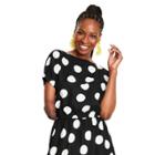Women's Polka Dot Short Sleeve Button-back Top - Tabitha Brown For Target Black/white