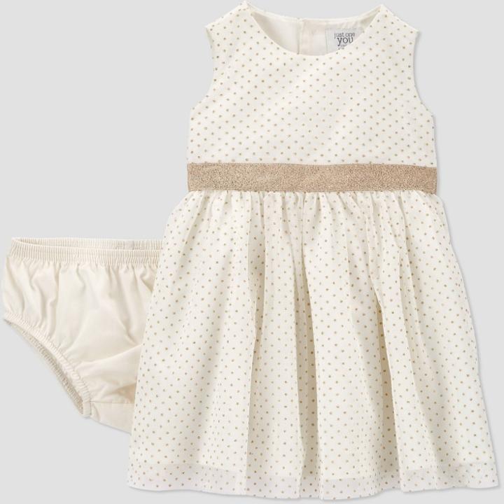 Baby Girls' Tulle Sleeveless Dress With Diaper Cover - Just One You Made By Carter's Cream Newborn, Ivory