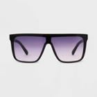 Women's Shiny Plastic Shield Sunglasses - Universal Thread Black