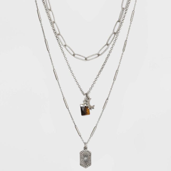 Mixed Metal And Semi-precious Tiger Charm Necklace - Universal Thread