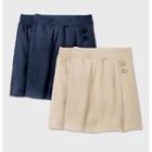 Girls' 4pk Stretch Uniform Knit Skorts - Cat & Jack Khaki/navy