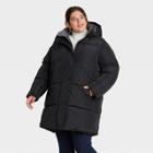Women's Plus Size Quilted Puffer Jacket - Ava & Viv Black X