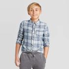 Boys' Long Sleeve Plaid Button-down Shirt - Art Class Navy Xs, Boy's, Blue