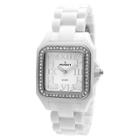 Peugeot Watches Women's Peugeot Crystal Bezel Acrylic Watch With Crystals From Swarovski - White