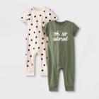 Baby Girls' 2pk 'oh So Adored' Dot Jersey Romper - Cat & Jack Sage Green Newborn
