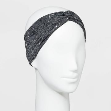 Knitted Fabric Twist From Head Wrap With Foil Stars Print - Wild Fable Gray
