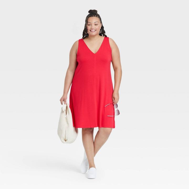 Women's Plus Size Knit Dress - Ava & Viv Red