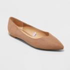 Women's Hillary Pointed Toe Ballet Flats - A New Day Taupe (brown)