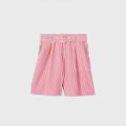 Women's Striped Belted High-rise Shorts - A New Day Pink