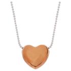 Target Women's Heart Pendant In Rose Gold Over Sterling Silver On Silver Beaded Chain -rose/silver