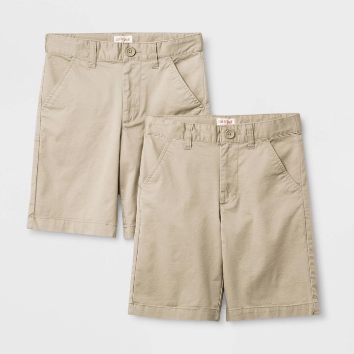 Boys' 2pk Uniform Chino Shorts - Cat & Jack Khaki (green)
