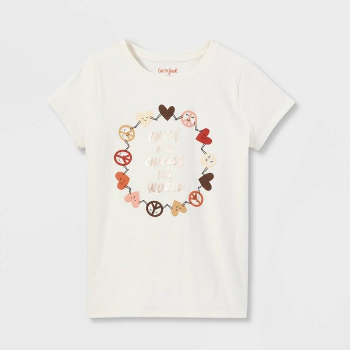 Girls' 'unite' Short Sleeve Graphic T-shirt - Cat & Jack Cream
